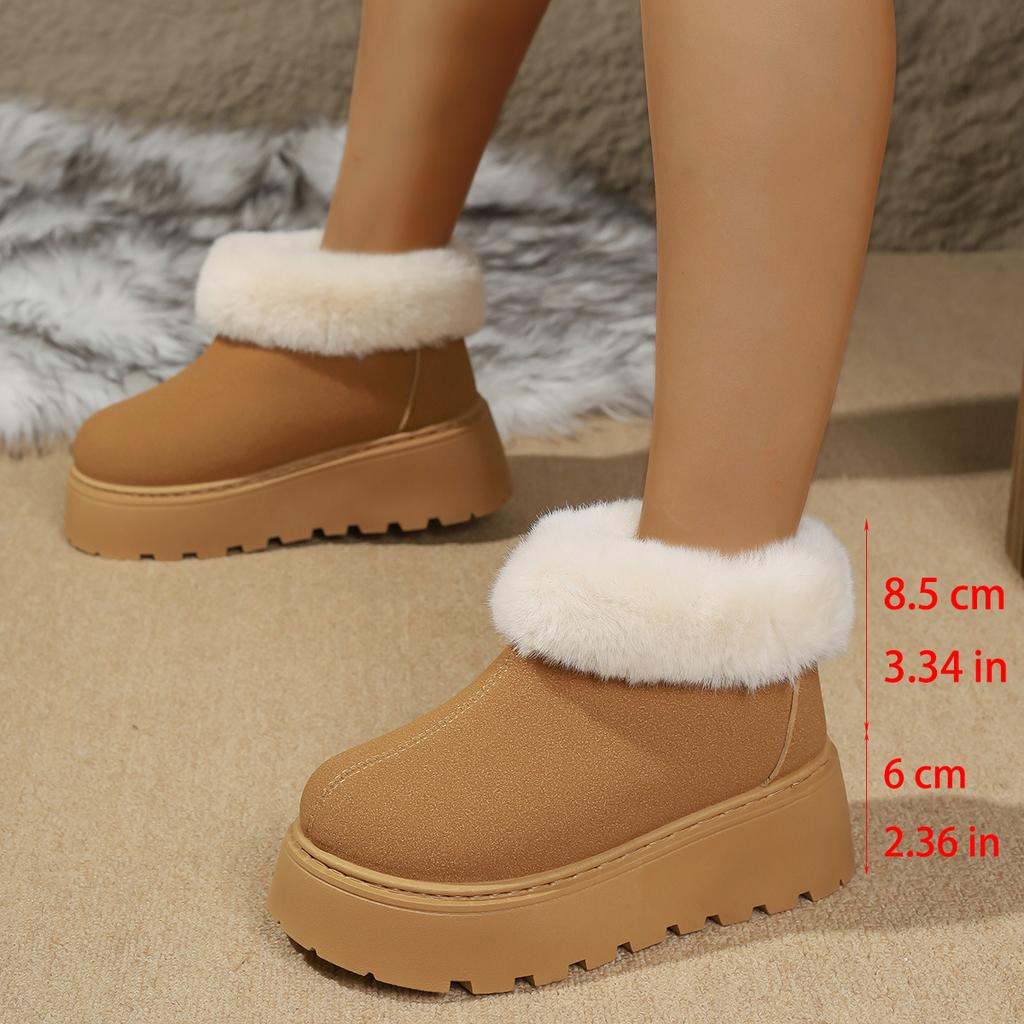 New Womens Snow Boots Fashion Thick Bottom Cotton Boots Plush Warm Winter Boots for Women Suede Casual Ankle Booties Botas Mujer