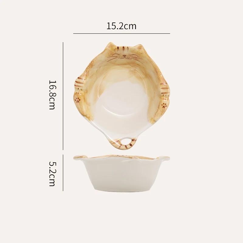 Милая керамическая тарелка с изображением кота, столовая посуда, креативные высококачественные тарелки для послеобеденного чая, торта, десерта, фруктов, изысканные домашние суповые миски