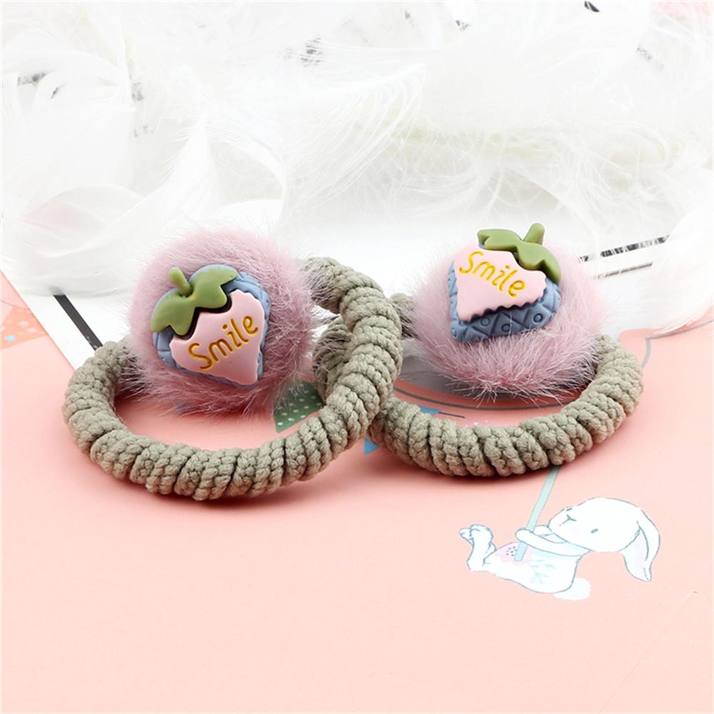 2 шт. Милые красочные резинки для волос для детей, девочек, пушистые фрукты, бантик, сердечко, зимние резинки для волос, эластичная повязка на голову, аксессуары для волос, подарок