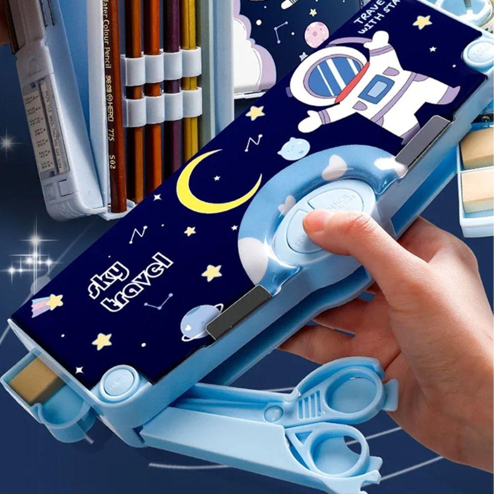 Multi-Functional Pencil Box Double Layer Automatic Stationery Storage Box Students Gift
