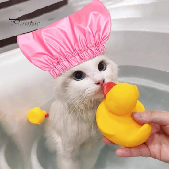 Waterproof Pet Shower Hat with Fastener Tape Adjustable Headgear Anti-Ear Water Hood Pet Hat for Cat Bathing
