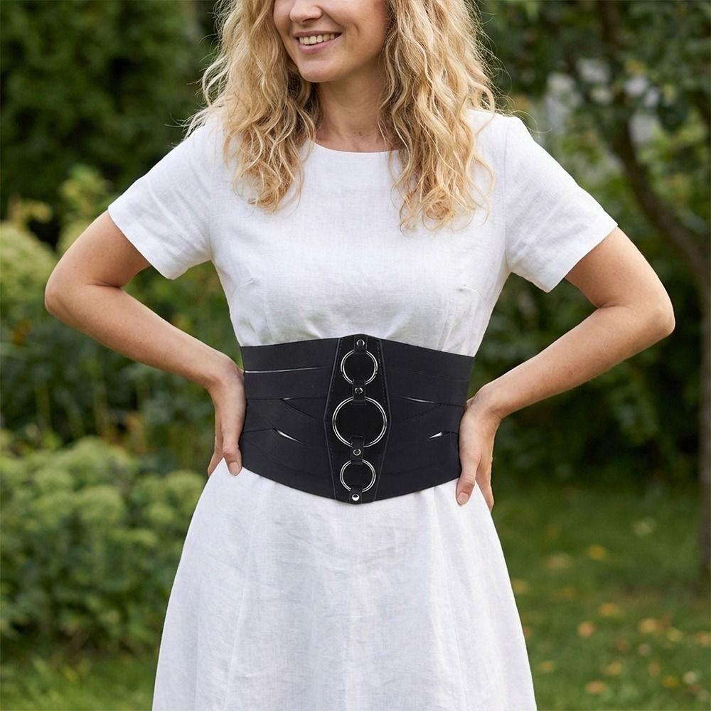 Euro-American Aesthetic Corset Belt Black Waistband Trendy Waist Stretch Cummerbunds Female