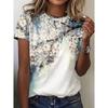 Women's T Shirt Casual Floral Plants Regular Tops Short Sleeve Round Neck Print Regular Fit Daily White Summer Spring