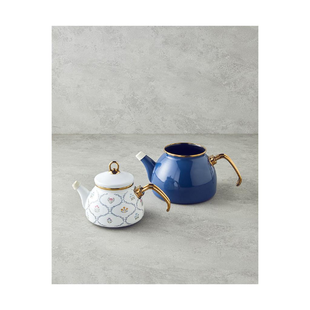 Ornate Retro Enamel Teapot 1.1 Liter 2.3 Liter Blue