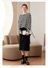 Women's Black & White Striped Wool Sweater - 2023 Autumn/Winter Collection, Cashmere Knit, Long Sleeve, Loose Fit