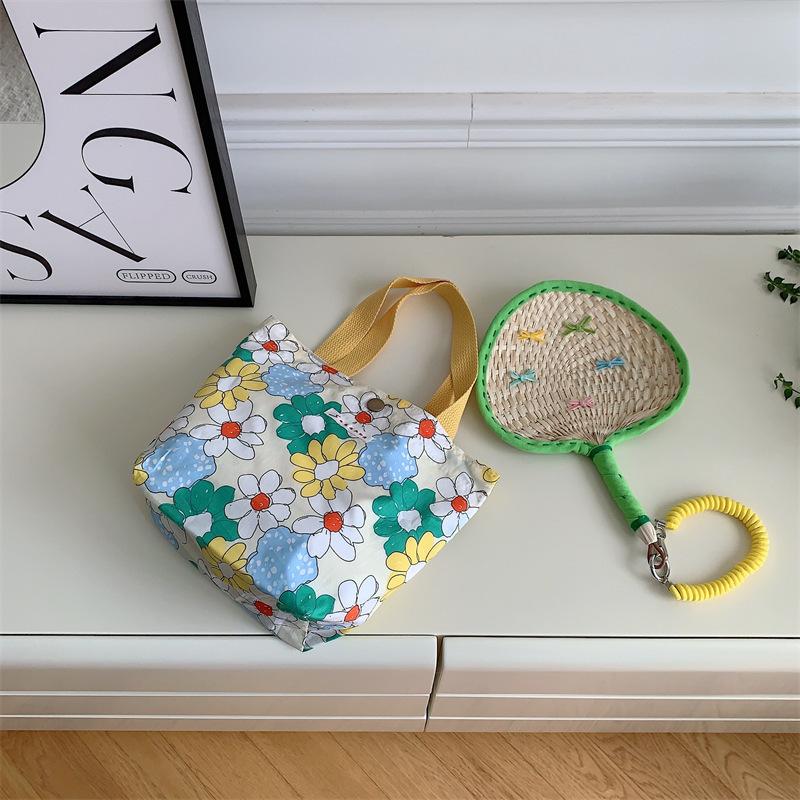 Холщовая сумка со свежими цветами Ланч-бокс Сумка Bento Мамочка переносная сумка для покупок Маленькая сумка