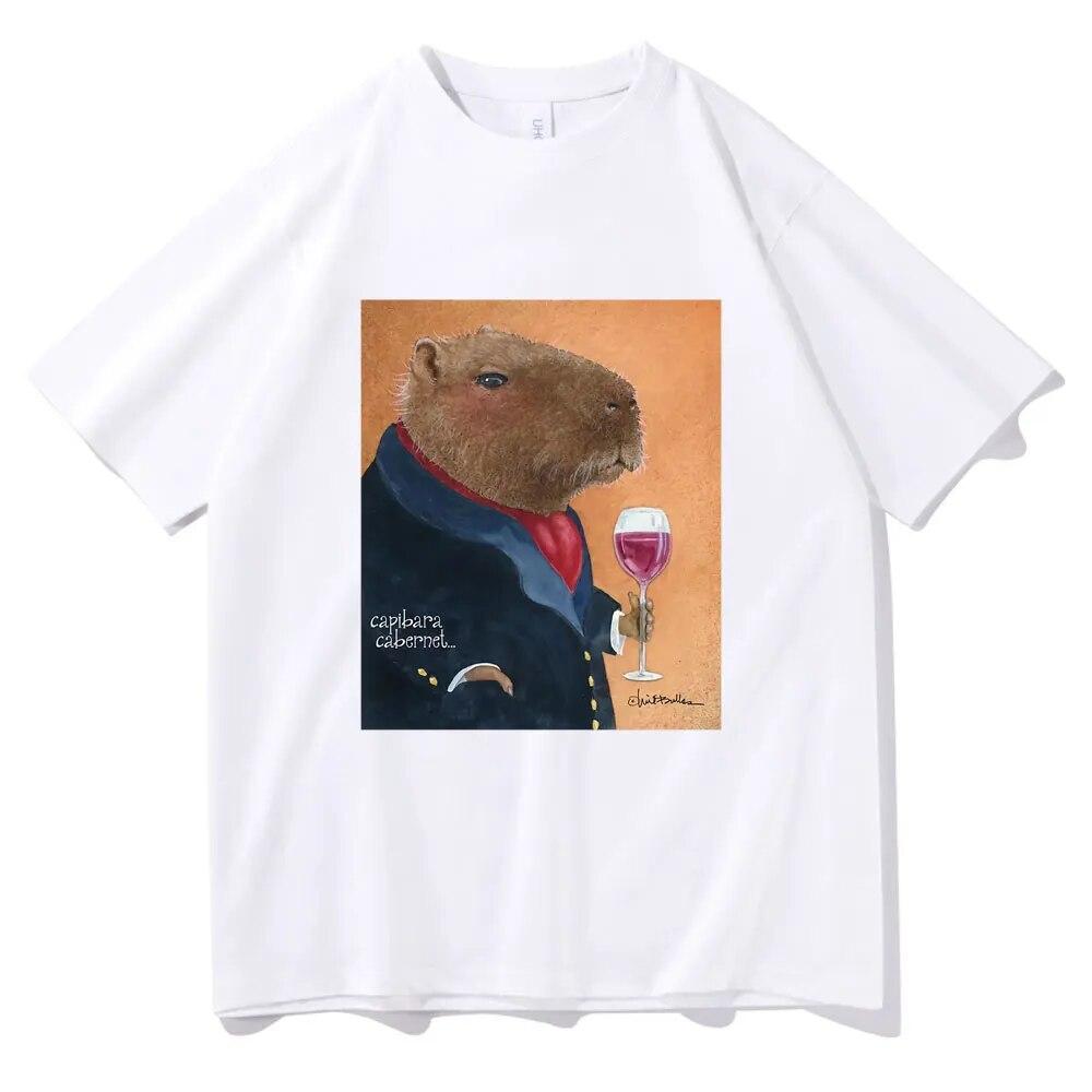 Футболка Will Bullas, забавная футболка с принтом Капибара и Каберне, унисекс, женская мода, милая футболка в стиле Харадзюку, унисекс, повседневная забавная футболка