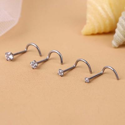 1 шт. изысканное полирующее кольцо в носу в форме номера из титановой стали с кубическим цирконием шпилька для носа для вечеринки