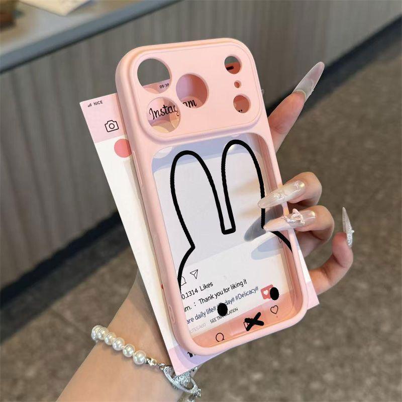 Черно-белый мультяшный чехол с кроликом Миффи для Apple iPhone 13-17 Pro Max