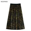 Tencel Printed High-Waist Pleated A-Line Mid-Length Skirt for Autumn/Winter 2023 (Style 8005)