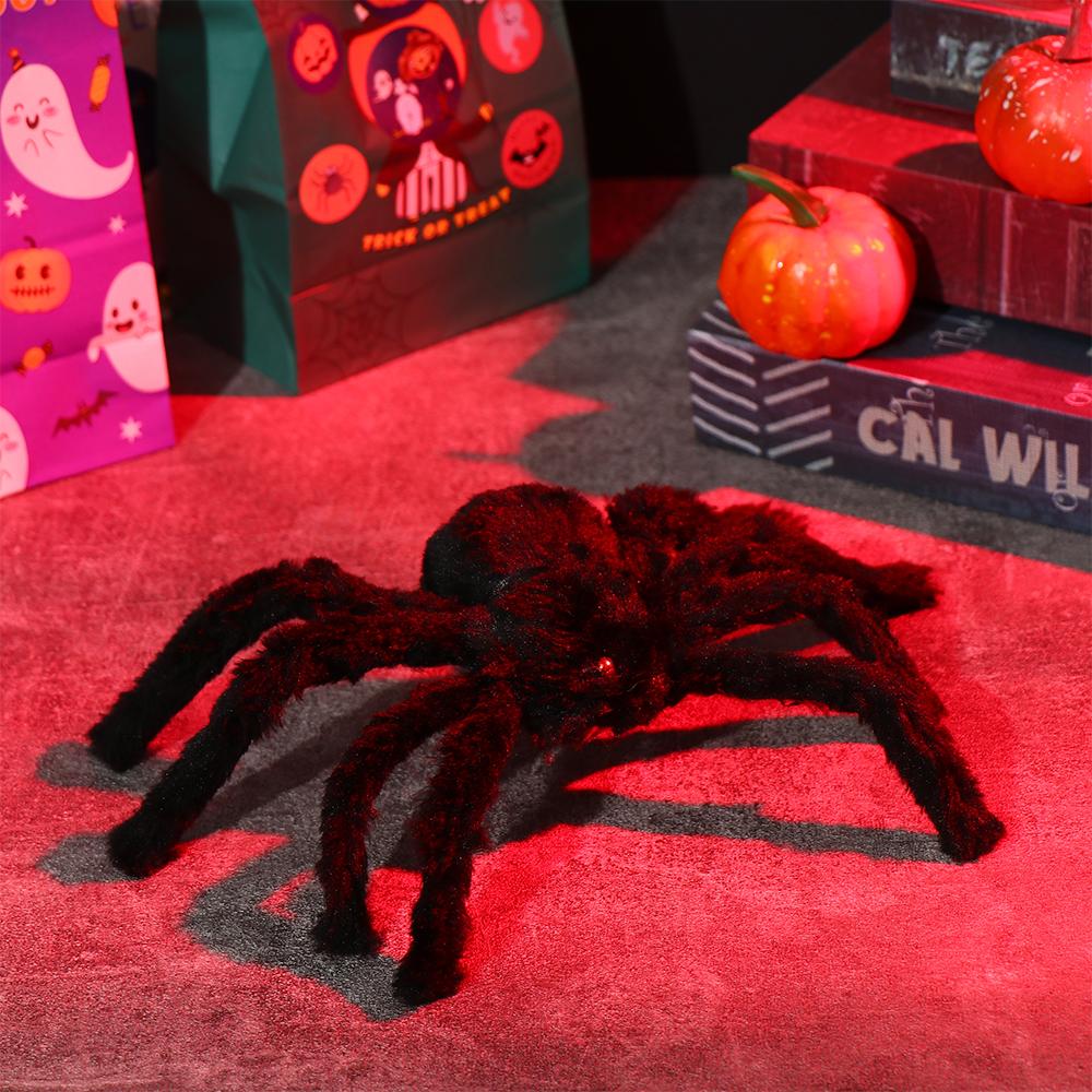 Party Supplies Horror Atmosphere Black Plush Spider Haunted House Halloween Decoration Bar Ornament