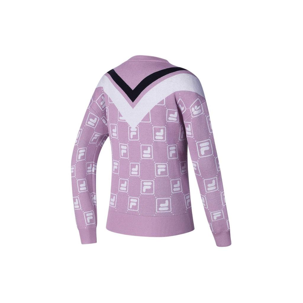 Fila Color Block Printed Tennis Pullover Knit Sweater Women Sweater Purple A11W343405F-VT