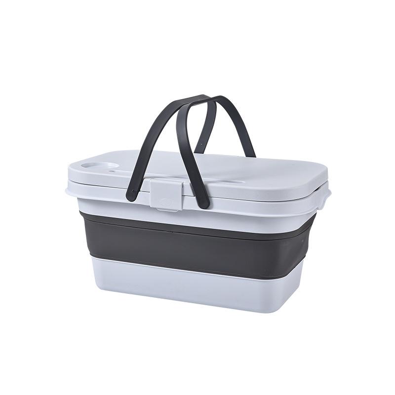 1pc Portable Collapsible Large Capacity Picnic Basket, Collapsible Plastic Storage Basket for Outdoor Party Home Party Barbecue