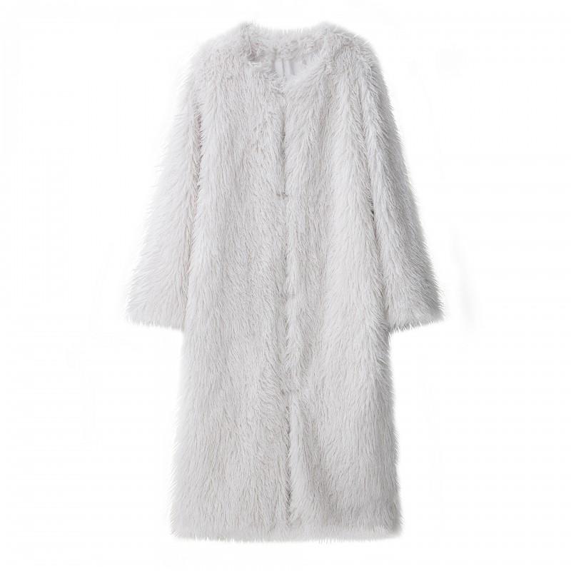Womens Lazy Style Faux Fur Lined Coat Loose Fit Stand Collar Winter Outwear