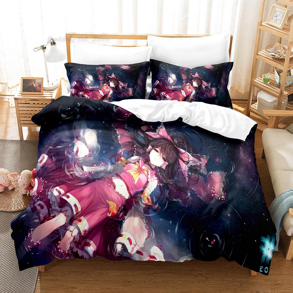 Набор постельного белья Touhou Project Односпальный Полуторный Двуспальный Queen King Размер Постельное белье Взрослый Детская Спальня Комплекты с пододеяльником 3D Печать Мультфильм Каваи