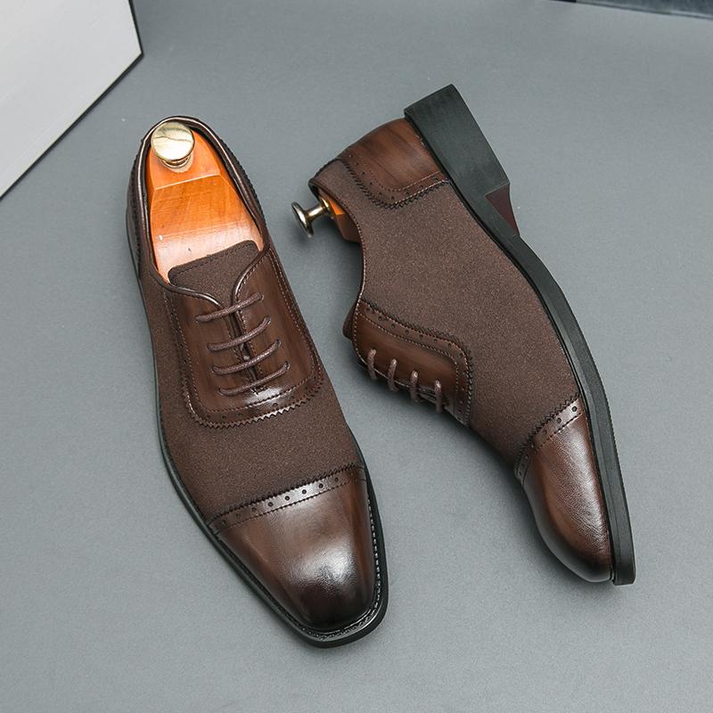 Patchwork Designer Style Oxfords Dress Shoes for Men New Business Casual Shoes Lace-up Leather Shoes for Men Wedding Party Shoes