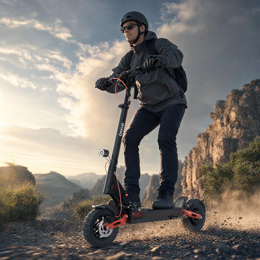 QEKUD T6E PRO E-Scooter with ABE, 90 km Range, 1600W Peak Power, Off-Road Tires, Hydraulic Suspension, Foldable & City-Ready