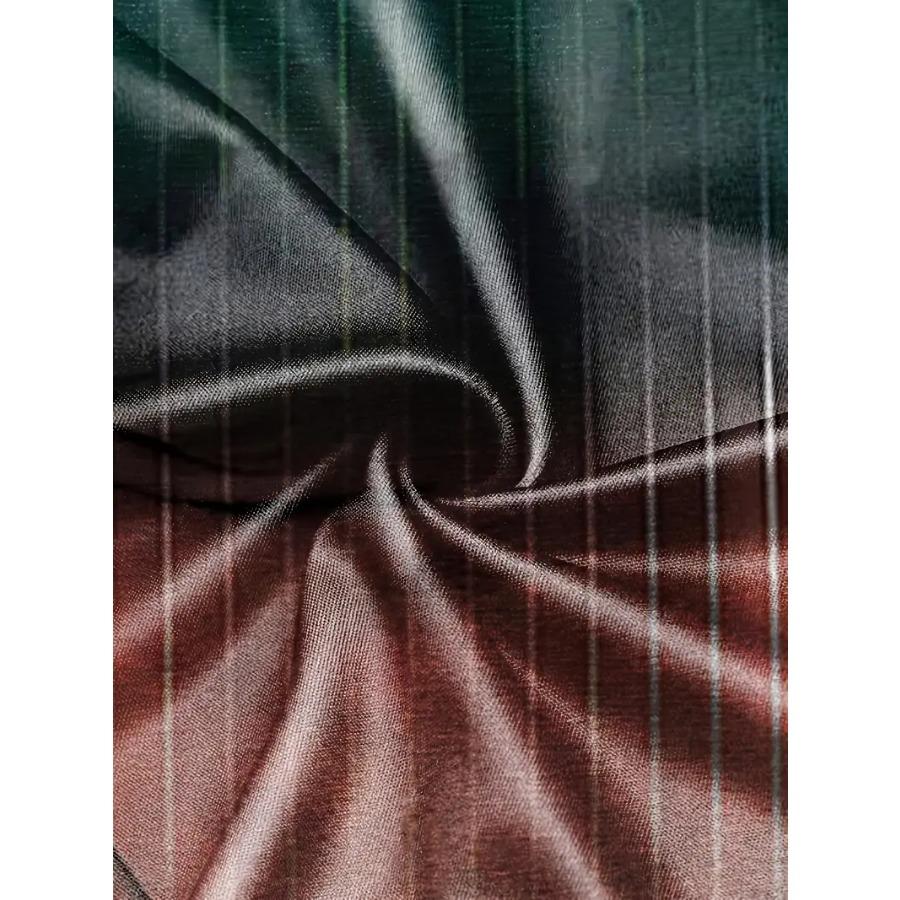 Gradient Color Stripe Long Sleeve Novelty Crew Neck T-Shirt Soft Slight Stretch Polyester Contrast Collar All Over Print Design