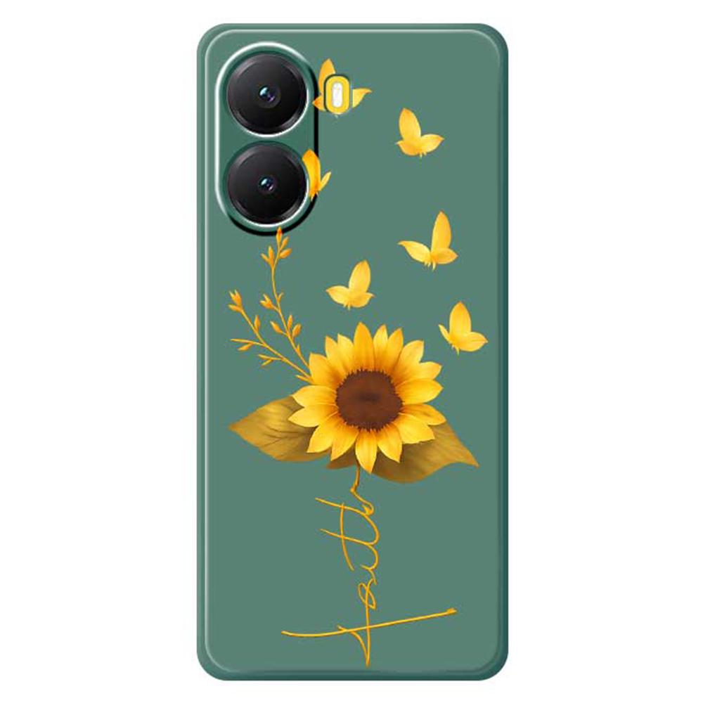 For Xiaomi Redmi Turbo 4 5G/Poco X7 Pro 5G Case Golden Butterfly Sunflower Pattern Printing Straight Edge TPU Phone Back Cover