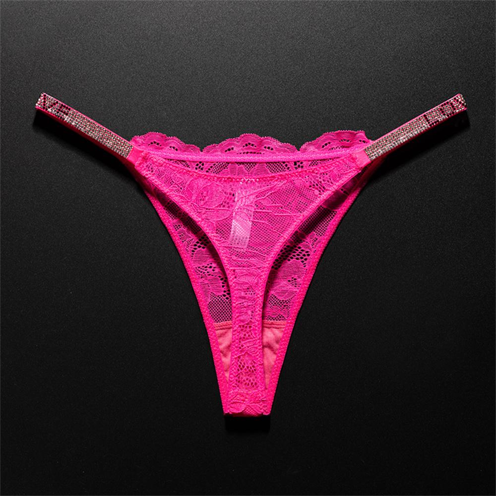 Сексуальные кружевные стринги с кристаллами, дышащее нижнее белье T-back для европейских женщин, прозрачные стринги T-back больших размеров S-XL