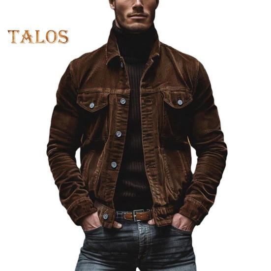 Мужское весенне-осеннее пальто из вельвета с отложным воротником, свободная верхняя одежда, однобортное свободное пальто с длинным рукавом на пуговицах для свиданий, повседневной носки, школы