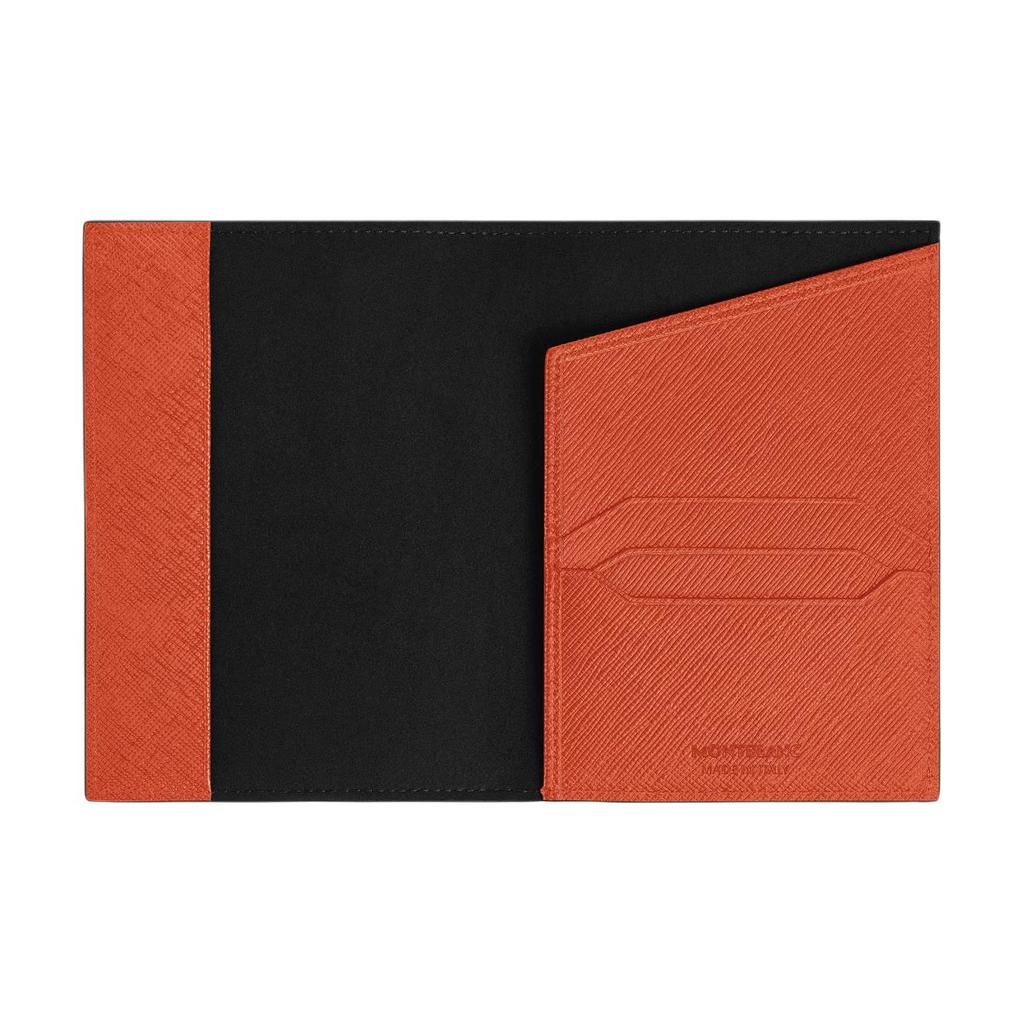 Montblanc Artisan Series Hexagonal White Star Logo Leather Passport Holder Unisex Passport Holder Orange MB221356