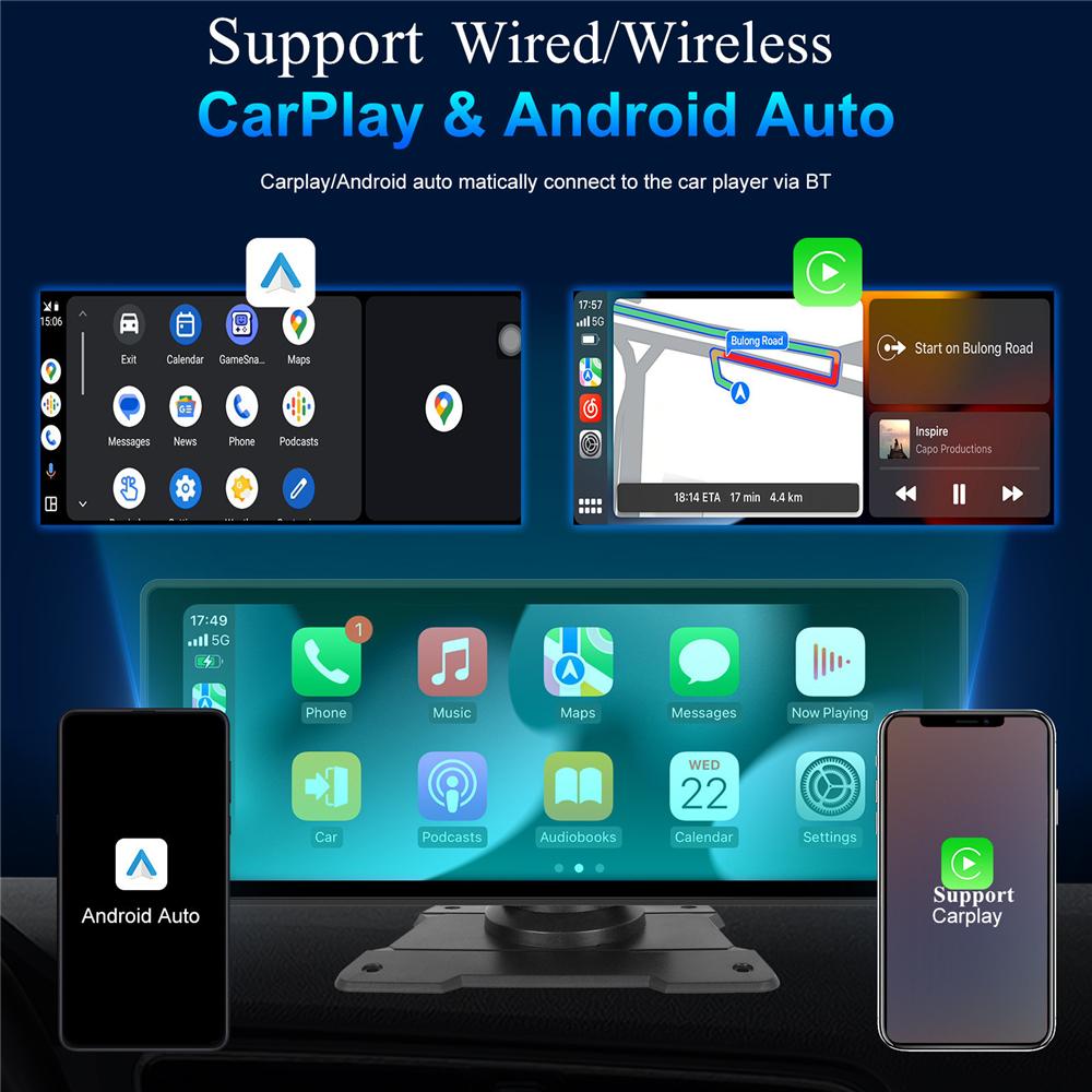 10.26" Smart Screen Bluetooth Multimedia Player With Rear Reverse Backup Camera