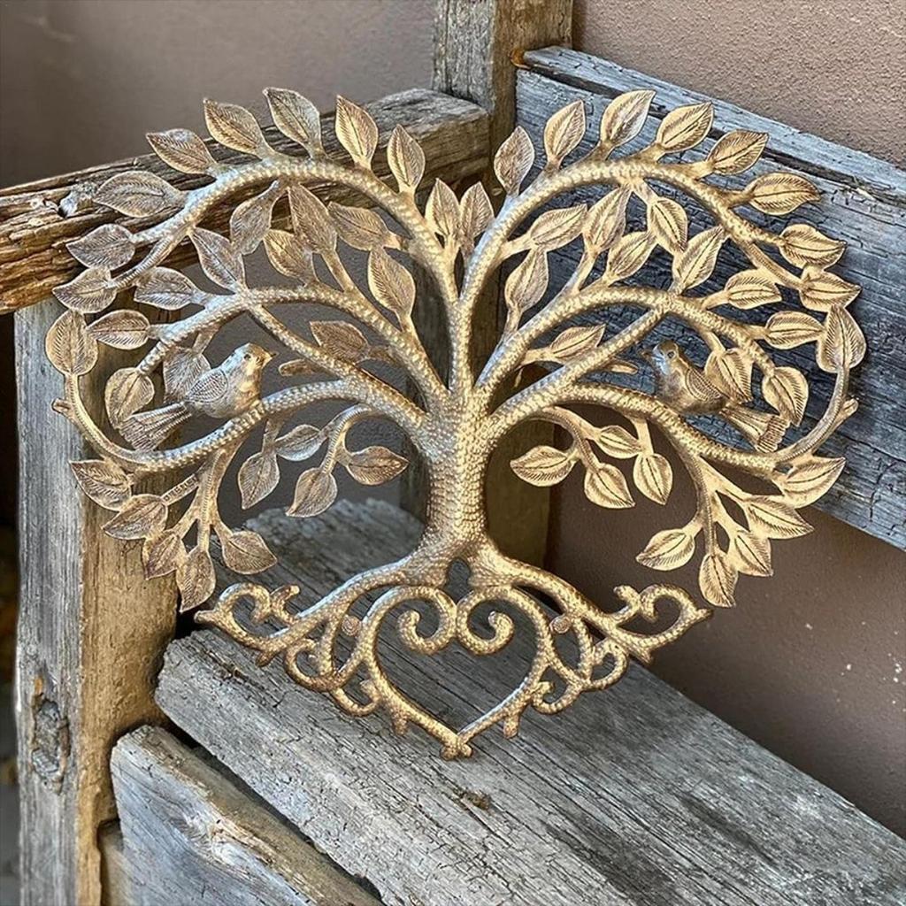 Heart Shaped Tree of Life Decor, Metal Wall Hanging Artwork,Outdoors Tree of Life/Heart Wall Plaque Decorative Art Sculpture - I Love You Decor