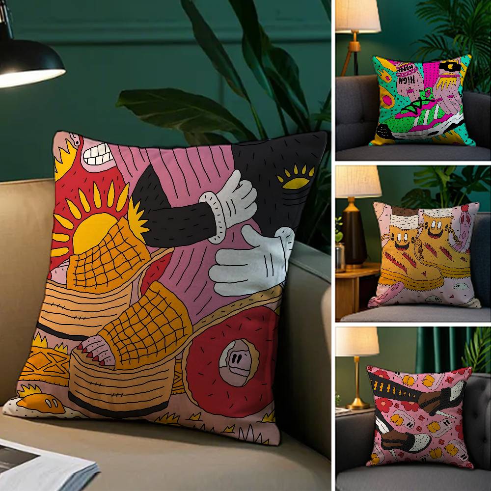 Фэнтези И Креативная Обувь Иллюстрация Наволочка Комфорт Диван-Кровать Шелковистая элегантная Невидимая молния Декоративный чехол для подушки