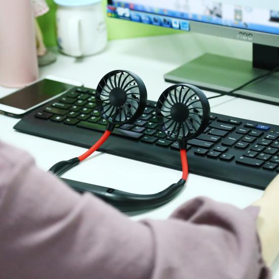 1 шт. 1200 мАч 3 регулируемые скорости 7 лопастей USB перезаряжаемый подвесной шейный вентилятор