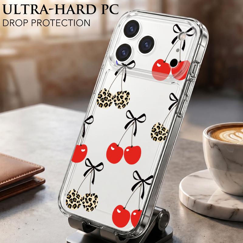 Чехол для iPhone 17 Pro Max Чехол iPhone 16 Pro Max 15 14 13 11 17E 16E Мультяшные Вишневые Фрукты Ударопрочный Прозрачный Мягкий ТПУ Силиконовый Чехол