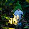 Garden Gnome with Solar Light Decorative Flocked Gnome Statue Waterproof Outdoor Gnome Decoration for Patio Lawn Yard Balcony