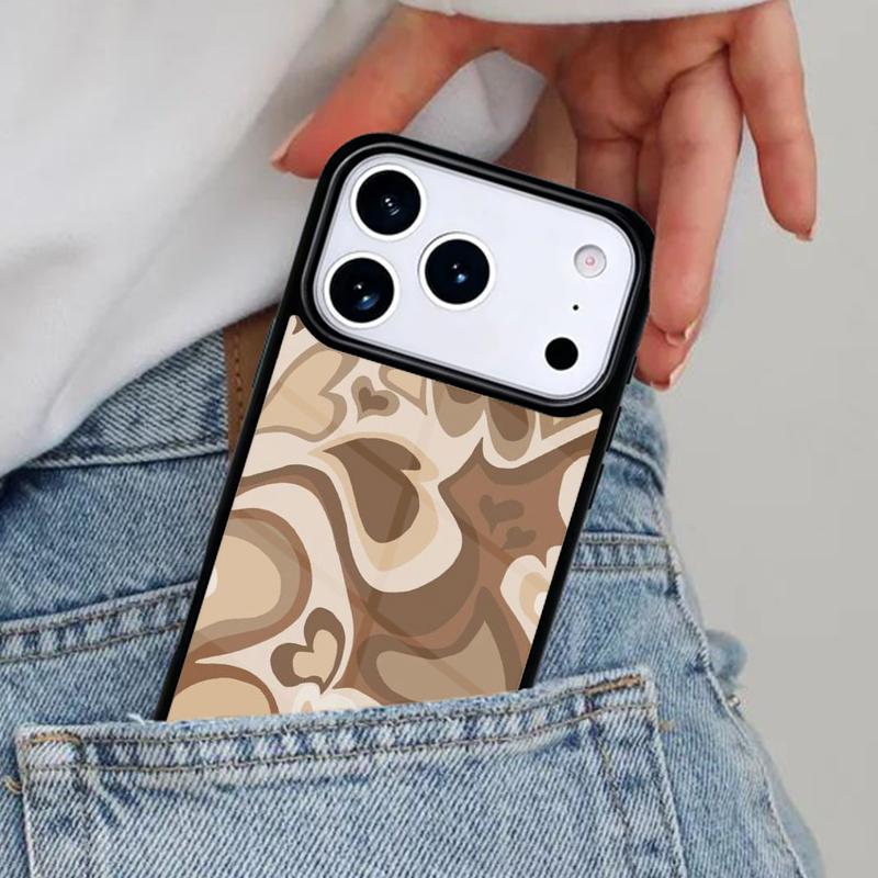 Чехол для телефона 'Latte Love Brown Heart Aesthetic' для iPhone 17 Pro Max 12 13 14 15 16e 17 Pro Max Plus Air Cover