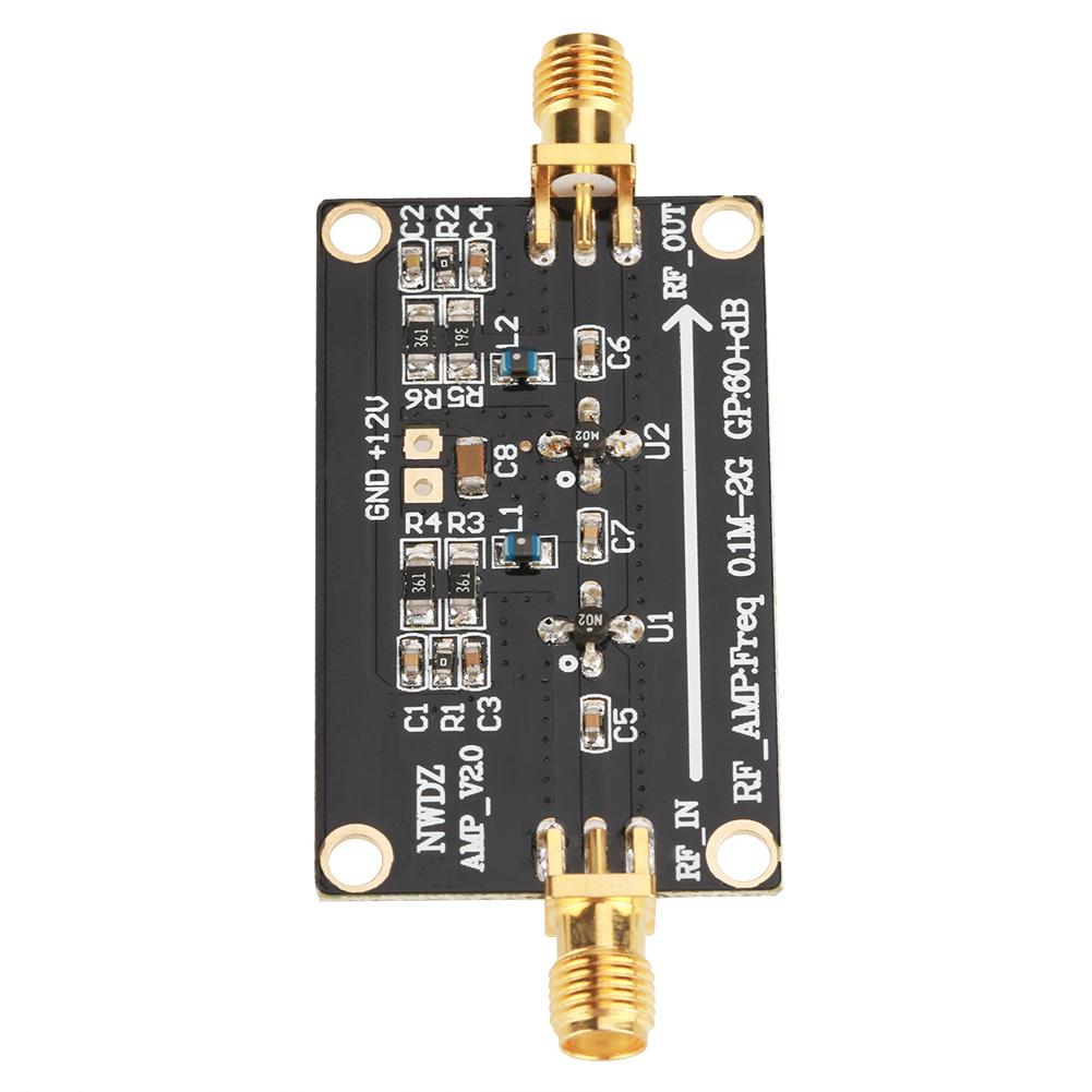 RF Wideband Amplifier LNA 0.1M-2G Gain 60dB Two stage Amplification
