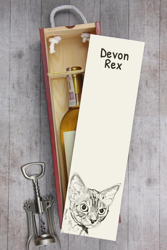 Devon Rex – Wine box with a cat, alcohol box with graphics | Art-Dog