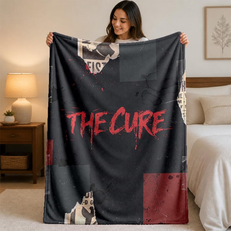 The Cure Print Flannel Blanket Cozy Lightweight Plush Throw Blanket For Bed Sofa Household Use