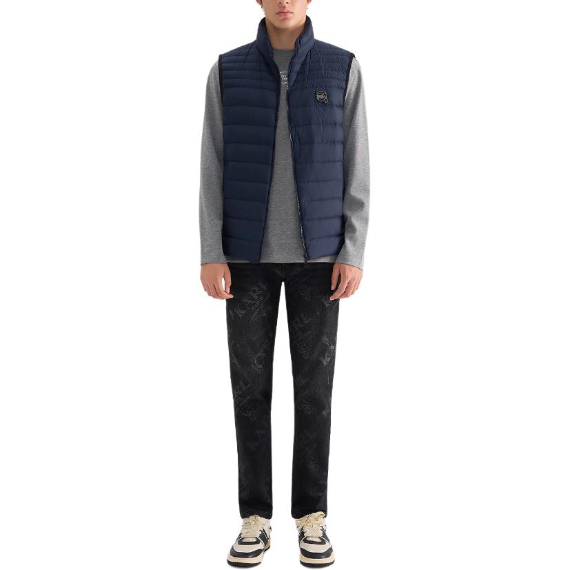 KARL LAGERFELD Down Vests Men's Navy Blue Stand Collar Moderate Other M26Z3104315