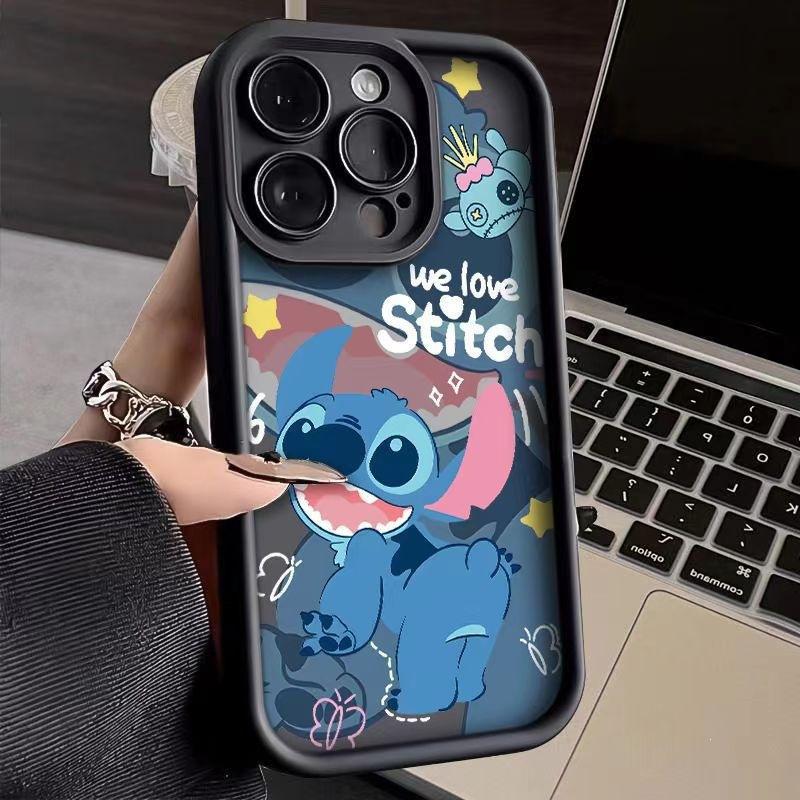 Мультяшная кукла Стич подходит для чехла на мобильный телефон Apple 16promax iPhone14plus противоударный 13 милый XR.