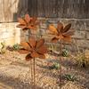 Vintage Metal Floral Stake Cast Iron Flower Yard Art Decor Rustic Plant Stakes  Outdoor Use