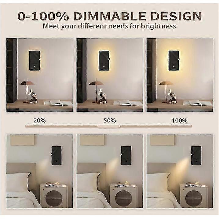 LED Reading Wall Lamp for Bedroom,Backlight Night Warm Wall Mounted Reading Light with USB Port Plug in Cord Adjustable Wall Sconces Headboard Spotlig