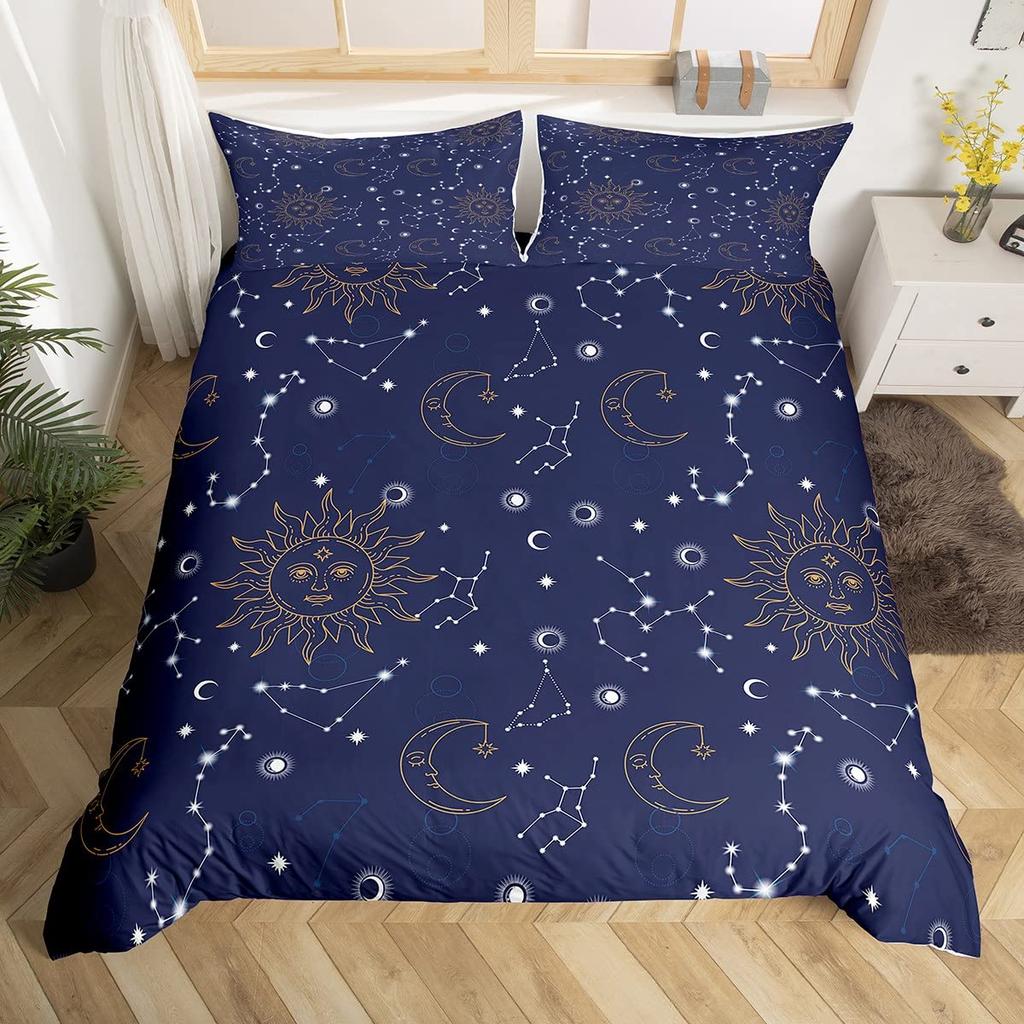 Комплект пододеяльника Sun And Moon King Size Фиолетовый Лиловый Ловец снов Звездный Постельный комплект Для Детей 2/3 предмета Богема Покрывало