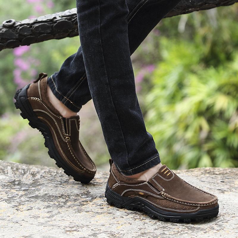 Горячие продажи обуви для пеших прогулок на открытом воздухе в Европе и Америке, модная обувь для осени, мужская кожаная повседневная обувь, массажные подошвы, лоферы