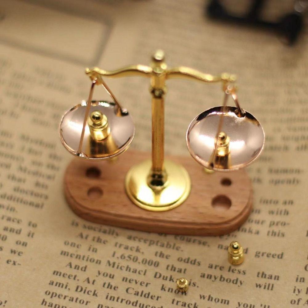 Mini Balance Toy Model Antique Justice Scale Model Classic Simulation Balance Scale Pretend Play