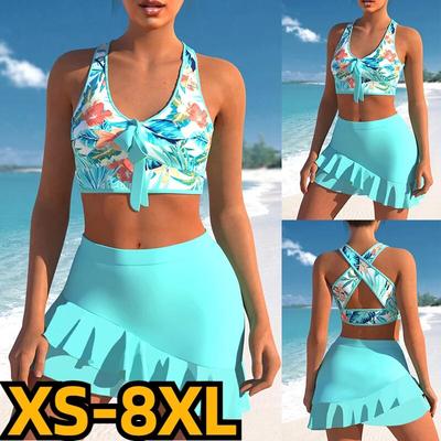 2024 женский комплект из двух предметов, купальники, женский купальник-бикини, купальный костюм с принтом, сексуальное монокини, летняя пляжная одежда с высокой талией, танкини