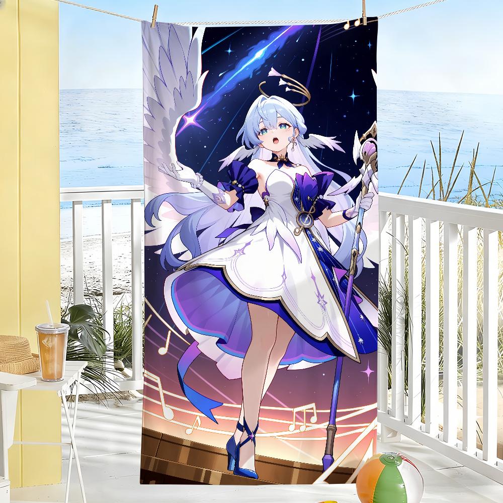 Honkai Star Rail Робин Полотенце Мягкое Бассейн Подарок Для Путешествий Спортзал Душ Кемпинг Быстросохнущее Спортивное Большое Пляжное Полотенце