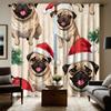 2 шт. HD занавеска с изображением американского мультяшного щенка и шапкой Санты, белая занавеска с цифровой печатью, стиль домашнего декора