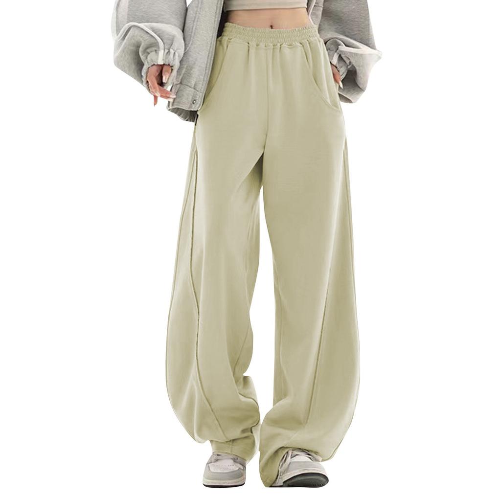 Спортивные брюки женские повседневные новые эластичные карманы прямые свободные санитарные брюки модные широкие брюки