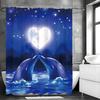 День Святого Валентина Любовь Луна Дельфин Занавеска для душа, Декоративная занавеска для душа для ванной, Водонепроницаемая занавеска для душа с крючками