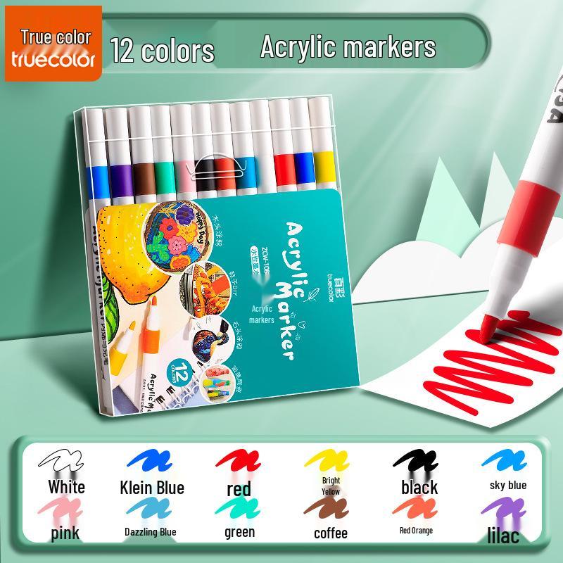 Быстросохнущий водостойкий акриловый маркер True Color для детей - непрозрачная ручка для граффити и художественного рисования, раскрашенная вручную.