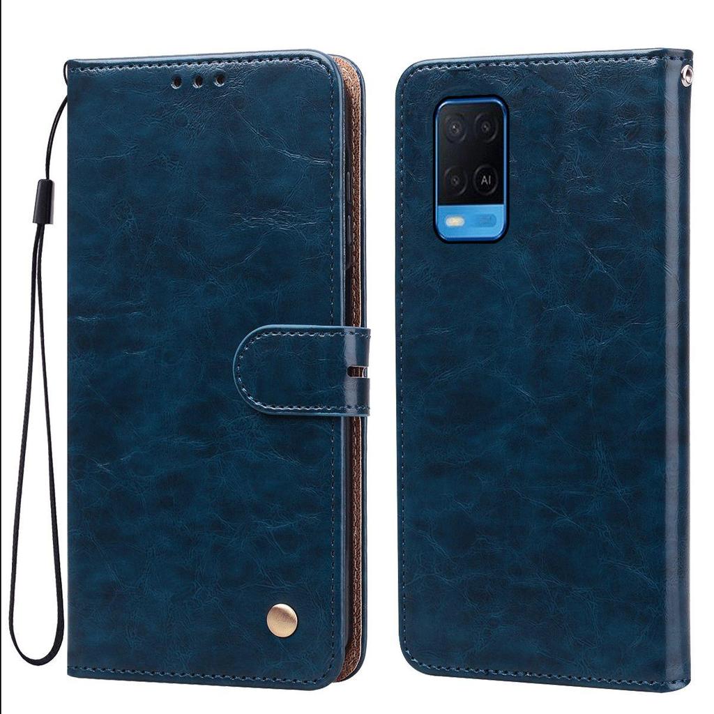 Винтажный чехол-бумажник с текстурой Crazy Horse из ПУ-кожи для OPPO A54 4G, с держателем для карт, подставкой, противоударным защитным покрытием